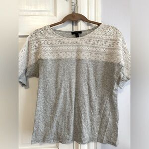 Gray Lace Trim Women's Top
